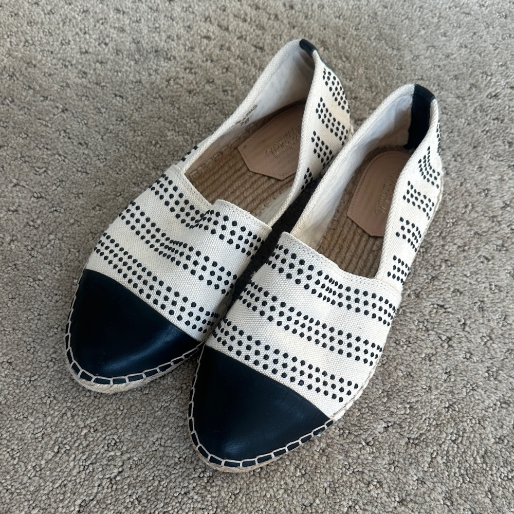 Loeffler Randall Black and Cream Espadrilles